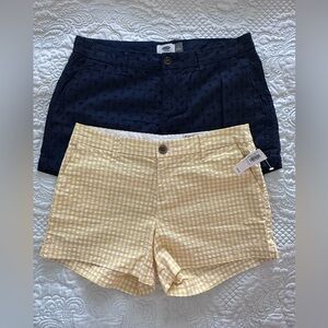 Old Navy Women's Navy Eyelet Yellow Gingham 3” Shorts Bundle 2 NWT